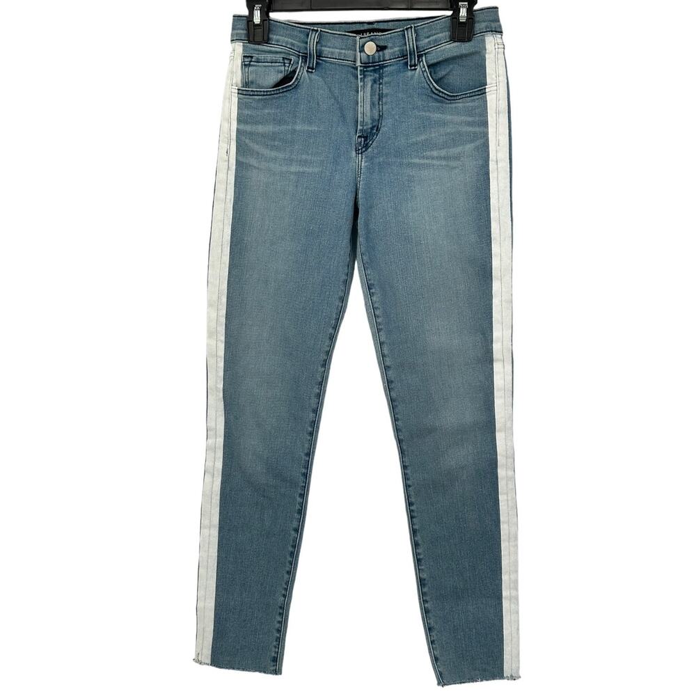J Brand Jeans Womens 26 Light Wash Denim Standstill Skinny Ankle Mid Rise Stripe